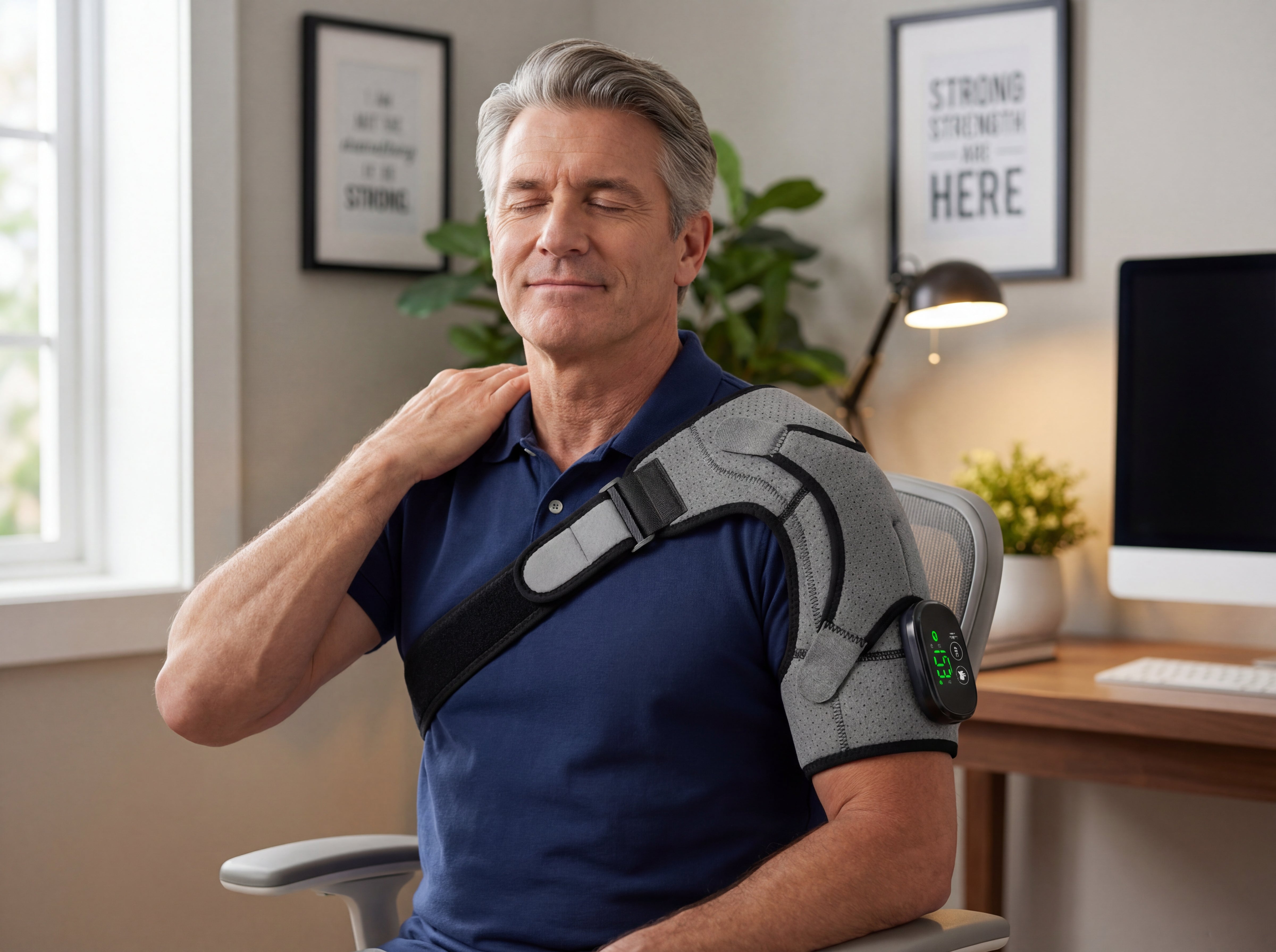 Hands-free shoulder massage